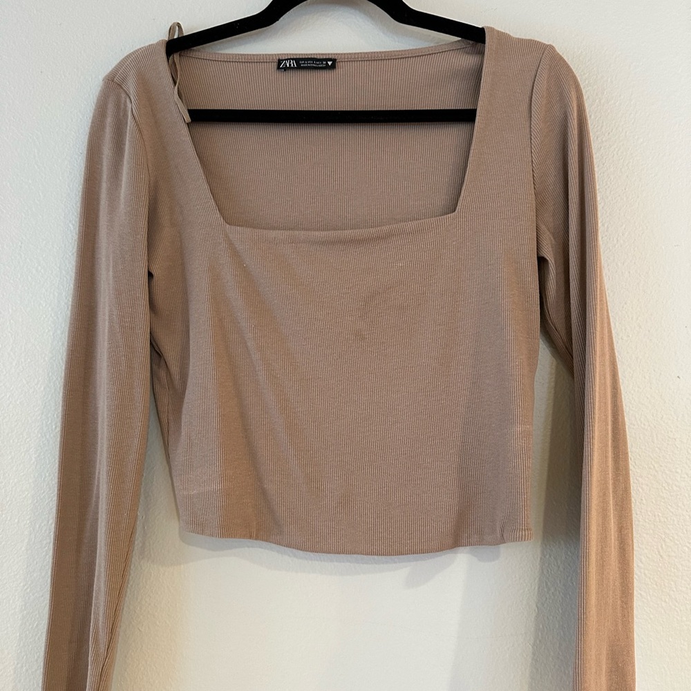 Zara Square Neck Longlseeve | Taupe | Large
